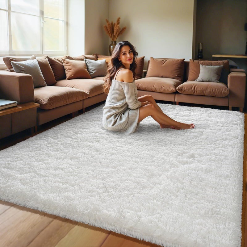 HOMORE Area Rug for Living Room 5x8 Fluffy Rug Modern Shag Rugs for Bedroom, Super Soft and Comfy Carpet, Cute Carpets for Kids Nursery Boys Girls Room Decor, Ivory - Image 5